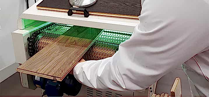 Wood flooring in machine